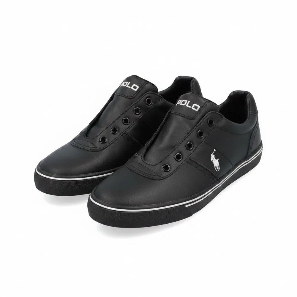 Polo Ralph Lauren Men's Hanford Fashion Leather Sneaker Black  - 8.5D